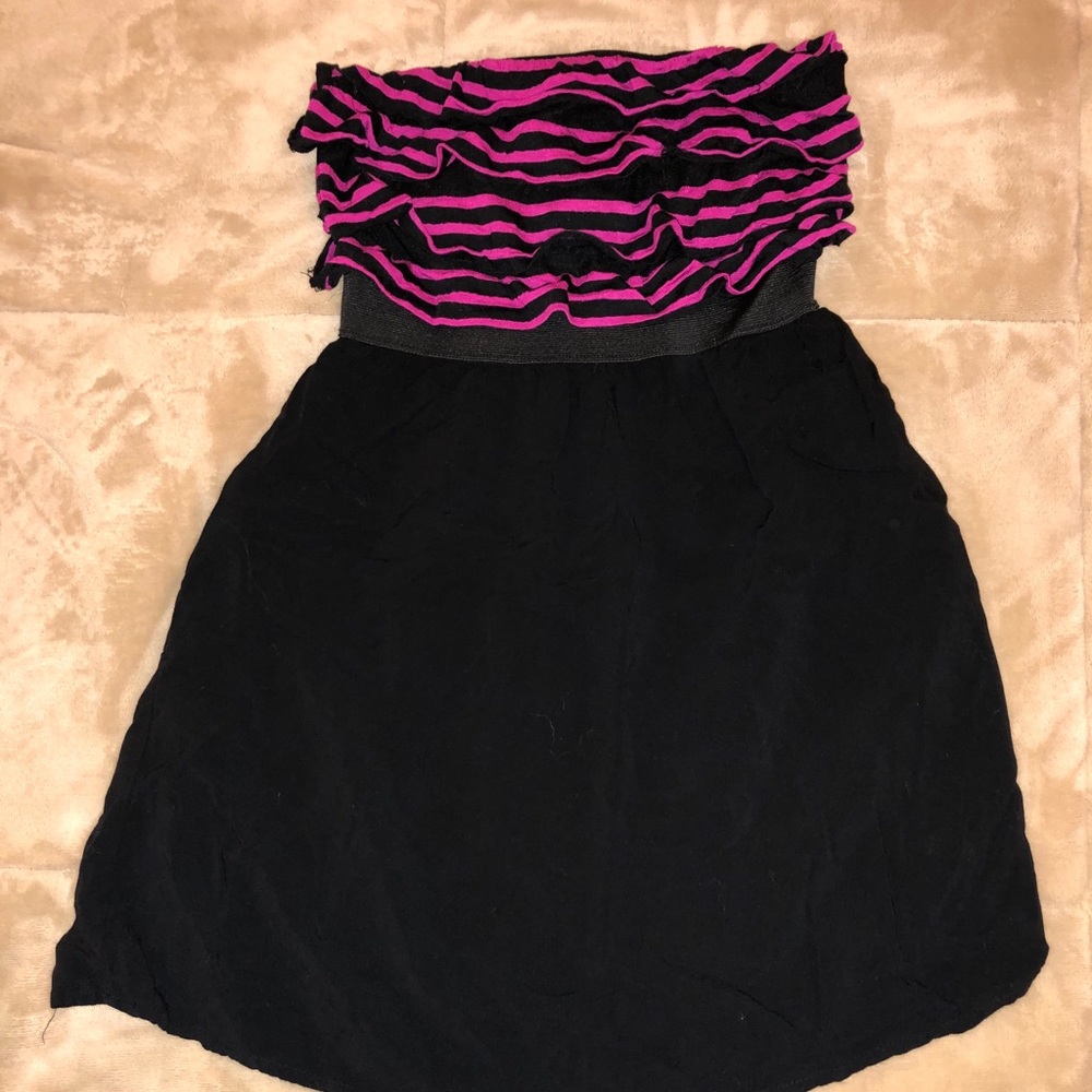 Xhiliration Black & Pink Striped Dress / Tunic